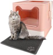 foldable covered kitty litter box with lid, large enclosed litter box with mat and scoop for cats - top entrance cat litter toilet logo