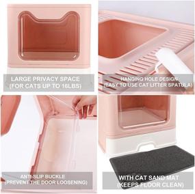 img 1 attached to Foldable Covered Kitty Litter Box with Lid, Large Enclosed Litter Box with Mat and Scoop for Cats - Top Entrance Cat Litter Toilet