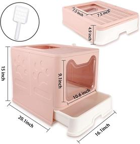 img 3 attached to Foldable Covered Kitty Litter Box with Lid, Large Enclosed Litter Box with Mat and Scoop for Cats - Top Entrance Cat Litter Toilet