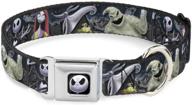 🎃 seo-optimized dog collar - nightmare before christmas 4-character group/cemetery scene with buckle-down seatbelt buckle logo