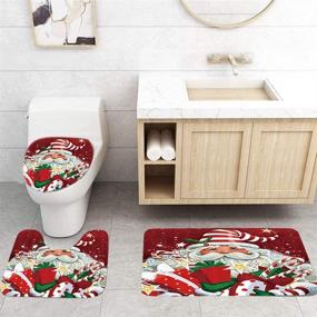 img 3 attached to 🛀 Add a Festive Touch to Your Bathroom with YRIGSUN 5 Pcs Santa Claus Merry Christmas Shower Curtain Set and Bathroom Accessories