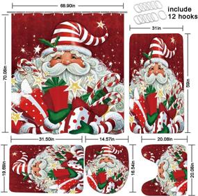 img 2 attached to 🛀 Add a Festive Touch to Your Bathroom with YRIGSUN 5 Pcs Santa Claus Merry Christmas Shower Curtain Set and Bathroom Accessories