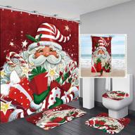 🛀 add a festive touch to your bathroom with yrigsun 5 pcs santa claus merry christmas shower curtain set and bathroom accessories logo