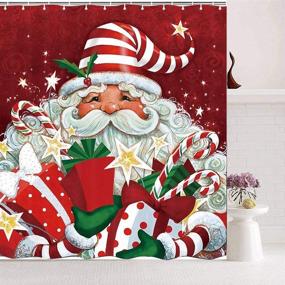 img 1 attached to 🛀 Add a Festive Touch to Your Bathroom with YRIGSUN 5 Pcs Santa Claus Merry Christmas Shower Curtain Set and Bathroom Accessories