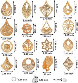 img 2 attached to 🌲 Natural Wood Earring Making Kit: 212 Pieces of Handmade Blank Wooden Pendants, Rings, Ear Clips, and Ear Backs for Jewelry Making