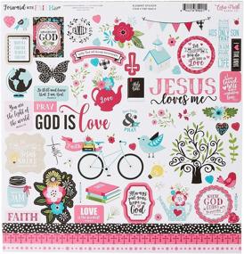 img 1 attached to 🎨 Echo Park Paper Company Forward With Faith Collection Kit: Pink, Green, Teal, Black, and Tan Paper