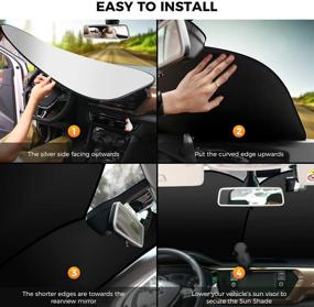 img 1 attached to 🌞 AstroAI 2-Piece Foldable Car Sun Shade for Windshield, Titanium Silver Fabric Material, Max UV Ray Blockage, Medium Size 28 x 30.7 inches, Suitable for Sedans, SUVs, and Trucks