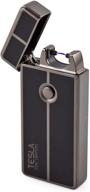 revolutionary tesla coil lighters: usb rechargeable windproof arc lighter in gun metal finish logo