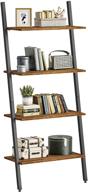 📚 cubicubi 4-tier ladder shelf, leaning bookshelf, storage rack, plant flower stand, multipurpose organizer, industrial metal frame furniture, fir wood shelves logo