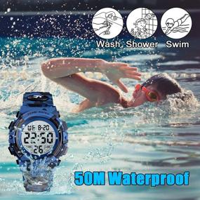 img 3 attached to Multi-Functional Digital LED Sport Watch for Boys and Girls - 50M Waterproof Electronic Analog Quartz Wristwatch - Perfect Gift