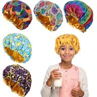 premium satin adjustable kids bonnets for natural hair – 6-piece set: child size logo