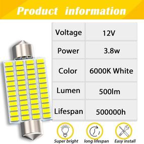 img 2 attached to Super Bright 4PCS 578 211-2 212-2 Festoon LED Car Bulbs – 6000K White, 48-EX 3014 Chipsets for Interior Map Dome Door Lights