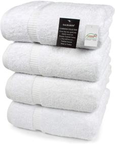 img 1 attached to Premium SALBAKOS Organic Turkish Cotton Hotel Bath Towel 🛀 Pack - 700 GSM, 27x54 Inch, Set of 4, White