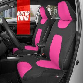 img 2 attached to 🚗 Motor Trend AquaShield Pink Car Seat Covers – Two-Tone Waterproof Neoprene Protectors for Front Seats, Universal Fit Accessories (Auto Truck Van SUV)