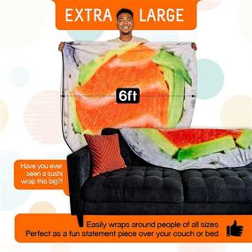 img 3 attached to 🍣 TILTECH Sushi Blanket - Jumbo 6-Foot Fun Food Blanket for Adults - Cozy & Warm Flannel, Hilarious Sushi Presents & Décor for Bed, Crib, Couch & Home, Authentic & Oversized for Adults, Kids, Babies