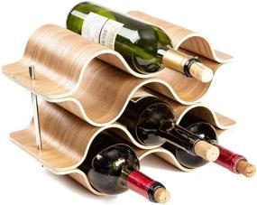 img 2 attached to 🍷 Modern Asian Home 6 Bottle 4-Tier Wave Desktop Wine Rack: Stylish Wood Freestanding Countertop Holder for Wine Storage