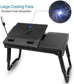 img 2 attached to 📚 TeqHome Laptop Desk for Bed - Adjustable Lap Desk with Fan, Foldable Legs, LED Light, 4 USB Ports, Storage, Mouse Pad - Portable Laptop Stand for Couch, Sofa, Bed Tray