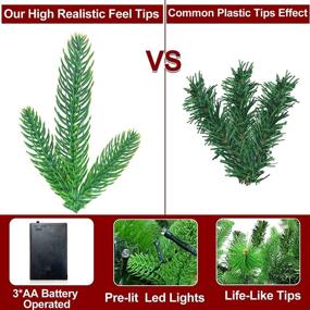 img 2 attached to 🎄 TURNMEON 20" Prelit Artificial Christmas Wreath for Front Door with Timer - Realistic Feel, 40 Lights, 5 Pinecone, 30 Red Berries, 160 Branches - Battery Operated Xmas Decoration Indoor/Outdoor Home