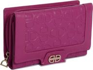 💖 saddler women's fuchsia leather trifold wallet with multiple credit card slots and coin purse clutch logo