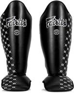 optimized fairtex sp5 muay thai shin guards - black, blue, yellow, red logo