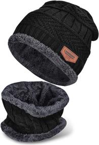 img 4 attached to 🧣 Cozy Kids Winter Hat and Scarf Set: Knit Beanie Cap and Circle Scarf, Perfect for Boys and Girls