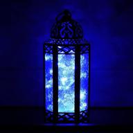 🏮 blue moroccan led lantern: exquisite metal decor for indoor & outdoor use - perfect for patios, weddings, and home decor logo