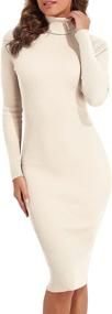 img 3 attached to 👗 Women's Long Sleeve Turtleneck Sweater Dress - Ribbed Knit Stretch Midi Bodycon Dresses by PrettyGuide