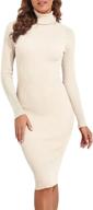 👗 women's long sleeve turtleneck sweater dress - ribbed knit stretch midi bodycon dresses by prettyguide logo