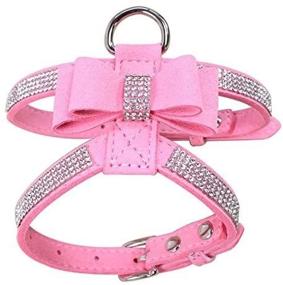 img 1 attached to 🐾 ViviBear Small Dog Harness with Bling Diamond Glitter Crystal - Adjustable and Stylish Collar for Puppy and Cat - Premium Rhinestone Dog Necklace - Lead and Chest Strap - Pu Leather Bow-Knot - Dogs Supplies and Accessories