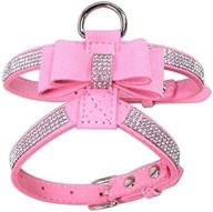 🐾 vivibear small dog harness with bling diamond glitter crystal - adjustable and stylish collar for puppy and cat - premium rhinestone dog necklace - lead and chest strap - pu leather bow-knot - dogs supplies and accessories logo