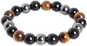 img 4 attached to 🍀 KIOMOY Triple Protection Bracelet - Enhance Luck, Prosperity, and Safeguard with Hematite, Black Obsidian, and Tiger Eye Stone Bracelets
