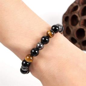 img 3 attached to 🍀 KIOMOY Triple Protection Bracelet - Enhance Luck, Prosperity, and Safeguard with Hematite, Black Obsidian, and Tiger Eye Stone Bracelets