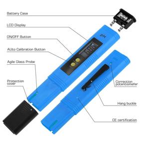 img 3 attached to High Accuracy Pocket Size Digital PH Tester Pen for Water Hydroponics - 0.01 PH Measurement Range Ideal for Household Drinking, Pools, and Aquariums (Blue)