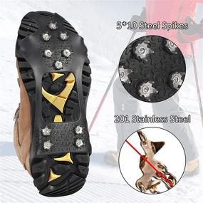 img 3 attached to Doormoon Crampons: Ice Grips for Boots & Shoes with 10 Spikes – Anti-Slip Traction Cleats for Snowing, Hiking, Ice Fishing, and Mountaineering