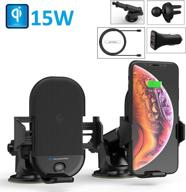 📱 techsmarter 15w qi wireless car charger: auto sensor clamping mount for dash/air vent - compatible with iphone 13, 12, 11, x, xs, xr, 8, samsung s10, s9, s8, note logo