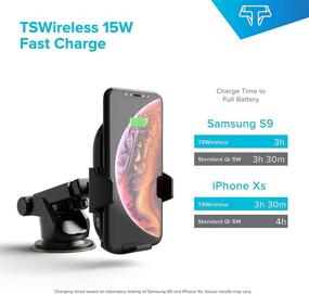 img 1 attached to 📱 Techsmarter 15W Qi Wireless Car Charger: Auto Sensor Clamping Mount for Dash/Air Vent - Compatible with iPhone 13, 12, 11, X, XS, XR, 8, Samsung S10, S9, S8, Note