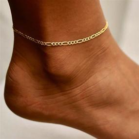 img 3 attached to 🐍 Dainty Layered Ankle Bracelets for Women: CAROVO 14K Gold Plated Delicate Snake Anklet with Fishbone Leaves Herringbone Design - Simple, Cute, and Stylish Jewelry Gifts for Women and Girls