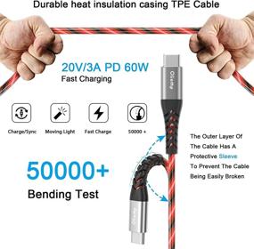 img 1 attached to 🔴 6ft USB C to USB C Fast Charging Cable 60W 3A - Oliomp LED Type C Charger for Samsung Galaxy 7/S10/Note20/MacBook Pro/Air/iPad Pro/iPad Mini 2021/LG/Pixel (Red)