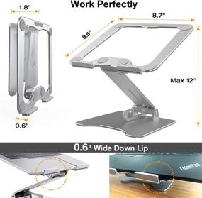 img 3 attached to Универсальная надежная подставка для ноутбука из алюминия - регулируемая высота и угол наклона, эргономичный держатель для MacBook и всех ноутбуков - серебристый.