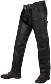 img 3 attached to 🏍️ ALPHA CYCLE GEAR Black Motorcycle Chaps - Vintage Assless Cowboy Style, Waist 34" Riders Pants