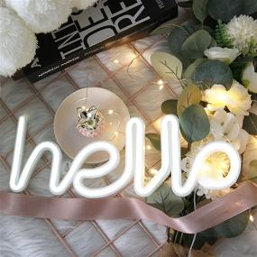 img 2 attached to LED Hello Neon Signs Letter Lights Room Decor Battery Or USB Powered 4 Lighting & Ceiling Fans