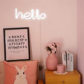 img 3 attached to LED Hello Neon Signs Letter Lights Room Decor Battery Or USB Powered 4 Lighting & Ceiling Fans