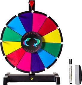 img 4 attached to 🎡 Hooomyai 12-inch Tabletop Spinning Prize Wheel with 12 Slots, Sturdy Plastic Base, Dry Erase Markers, Eraser, and 2 Pointers - Ideal for Fortune Spin Game at Parties, Pubs, Trade Shows, and Carnivals