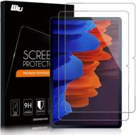 📱 [2 pack] wrj screen protector for samsung galaxy tab s7 plus – hd, anti-scratch, anti-fingerprint, no-bubble, 9h hardness tempered glass logo