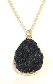 img 4 attached to Black Irregular Teardrop Pendant Necklace