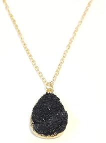 img 2 attached to Black Irregular Teardrop Pendant Necklace