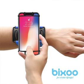 img 3 attached to 🏃 Rotatable Armband for Running, Workout - iPhone X 7/7 Plus 8/8Plus 6/6S Plus, Galaxy S8/S9 S7 Edge Note 8 Google Pixel - 180° Rotatable Cell Phone Holder - Ideal for Hiking, Biking, Walking - BIXOO (Blue)