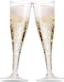 img 4 attached to 🥂 100-Pack Clear Plastic Champagne Flutes - Perfect for Weddings, Thanksgiving & Cocktail Parties! 5 Oz Disposable Toasting Glasses - Premium Quality Wedding Party Cups