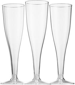 img 3 attached to 🥂 100-Pack Clear Plastic Champagne Flutes - Perfect for Weddings, Thanksgiving & Cocktail Parties! 5 Oz Disposable Toasting Glasses - Premium Quality Wedding Party Cups