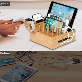 img 2 attached to 🔌 Bamboo Charging Station: Organize & Charge Multiple Devices with Darfoo Docking Station - Includes 6 Charging Cables (No Power Supply)